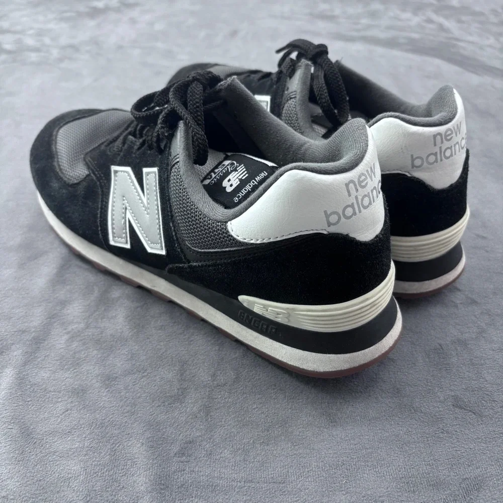 New Balance 574 Classic Womens Sneakers Black Grey Suede ML574EGG Gum Sole